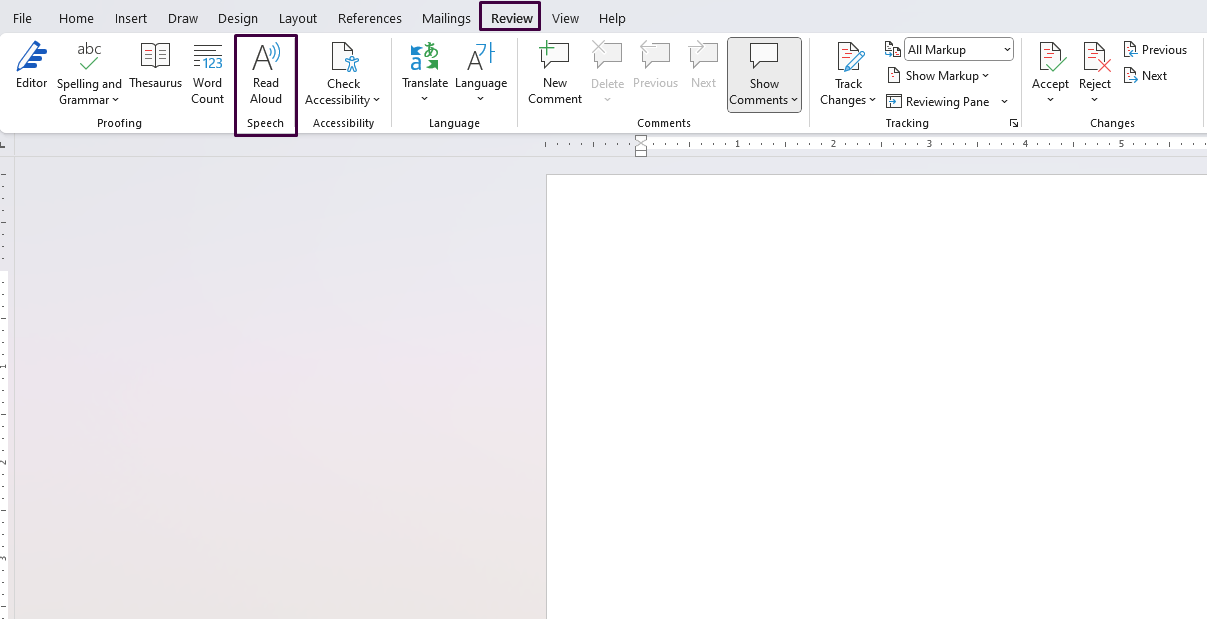 Read Aloud Feature in Word