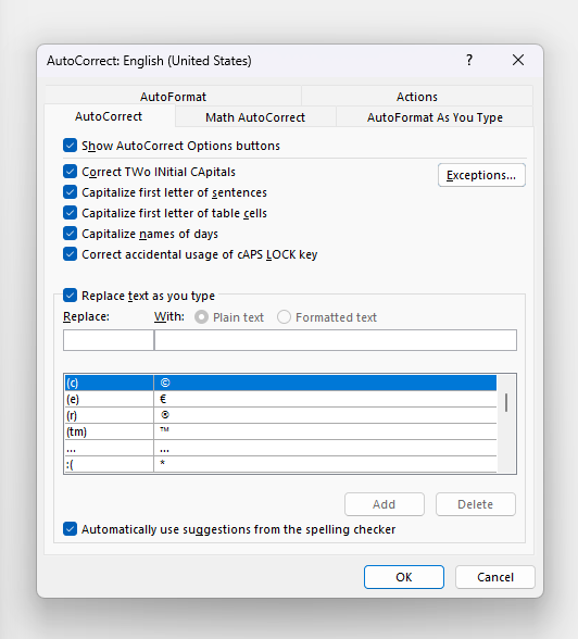 Automatic Text Replacement in Word