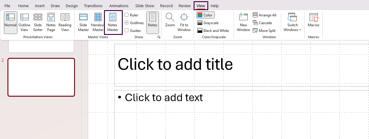 Notes Master in PowerPoint