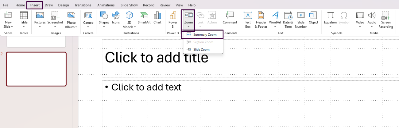 Summary Zoom in PowerPoint