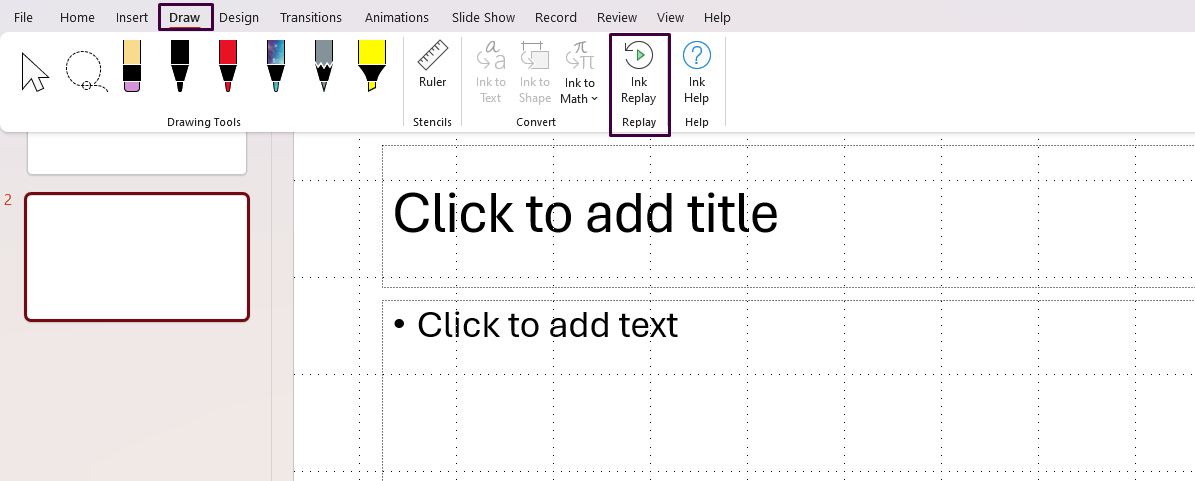 Ink Replay Feature in PowerPoint