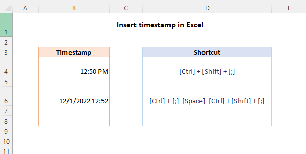 Timestamps in Excel