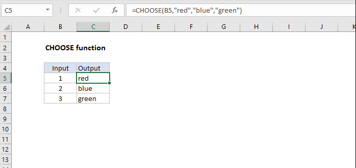 CHOOSE Function in Excel