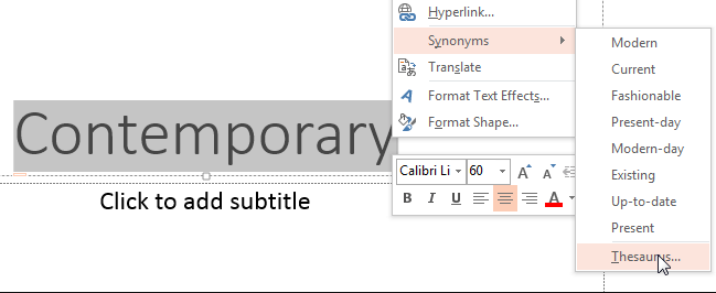 Thesaurus in PowerPoint