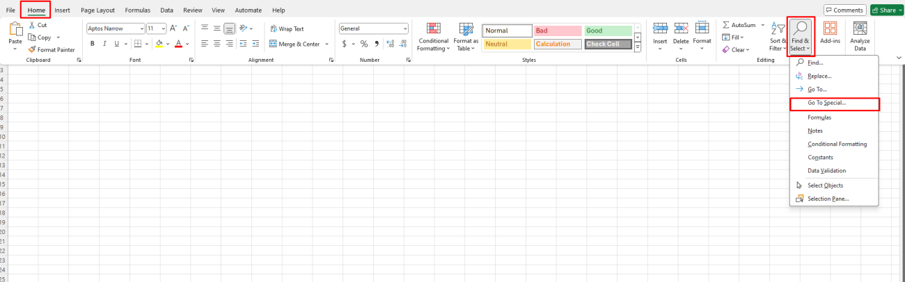 Highlight Blank Cells in Excel