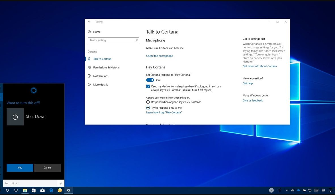 Windows 10 Home include Cortana