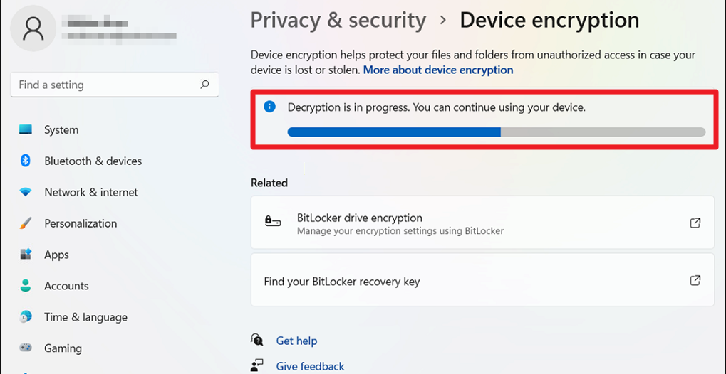 Device Encryption in Windows 11 Home