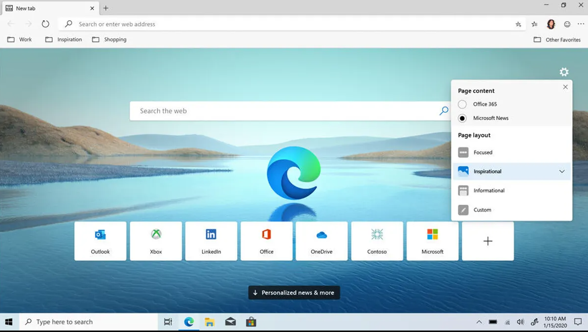 Microsoft Edge on Windows 10 Home