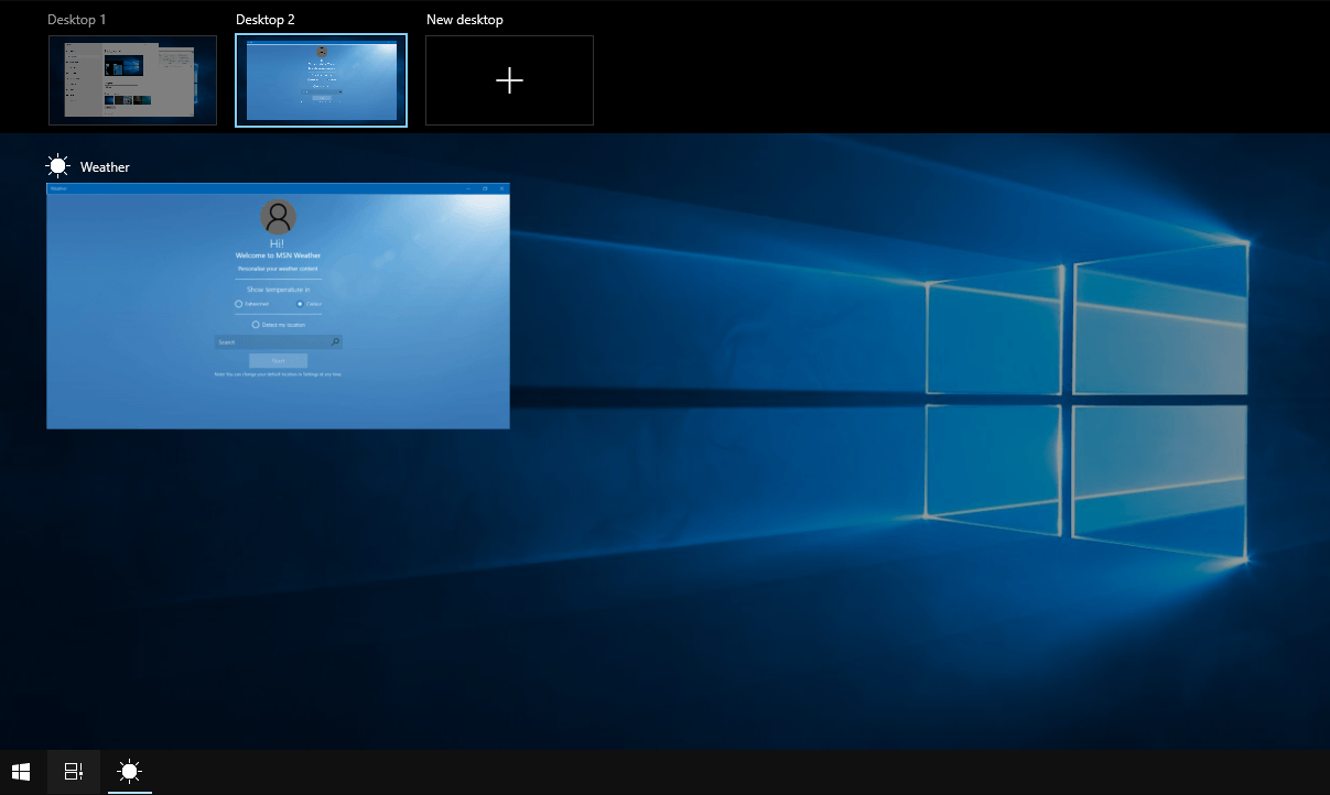 Virtual Desktops in Windows 10 Home