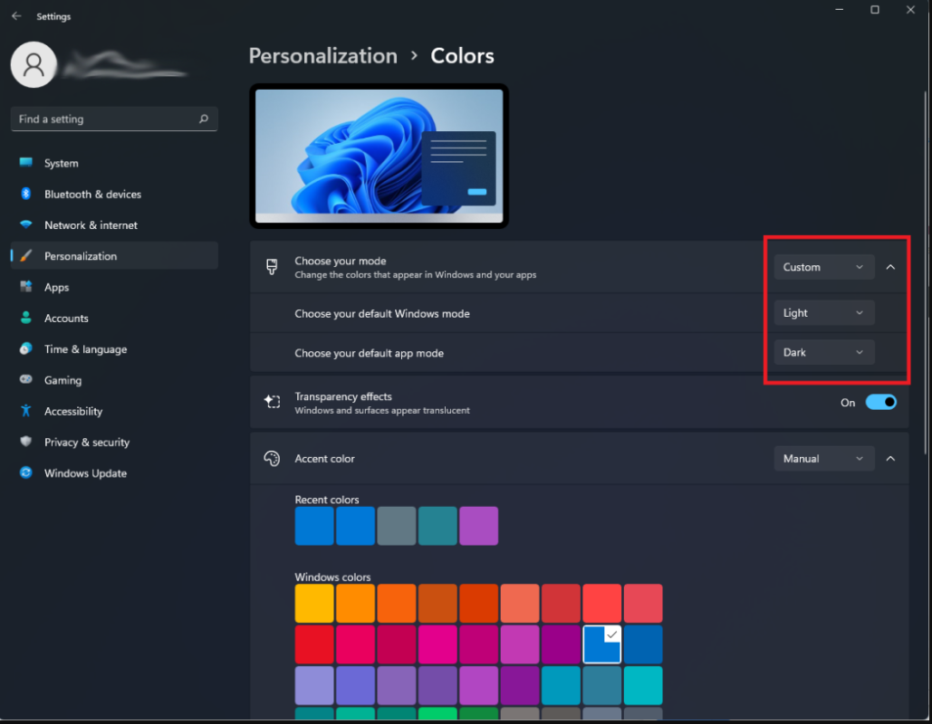 Dark Mode in Windows 11