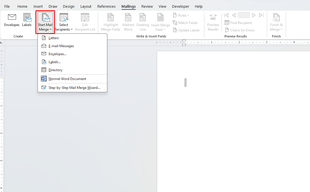 Mail Merge in Word