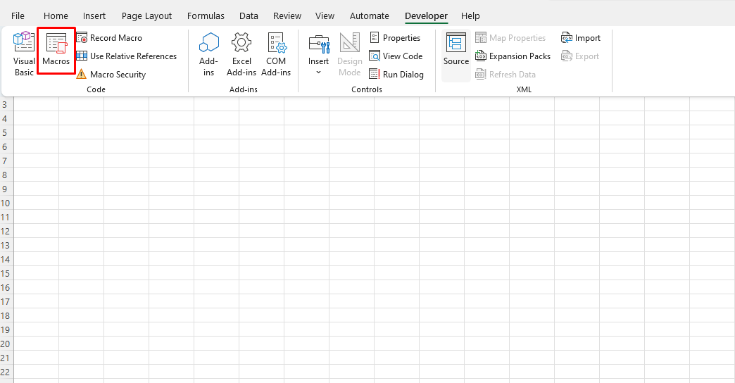 Macros in Excel