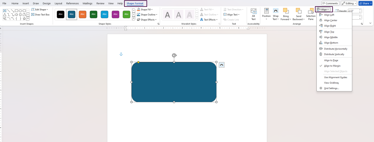 Align and Distribute Objects in Word