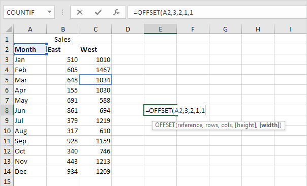 OFFSET Function in Excel