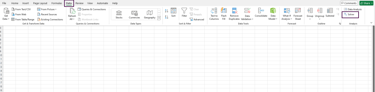 Solver in Microsoft Excel