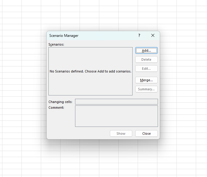 Scenarios in Excel