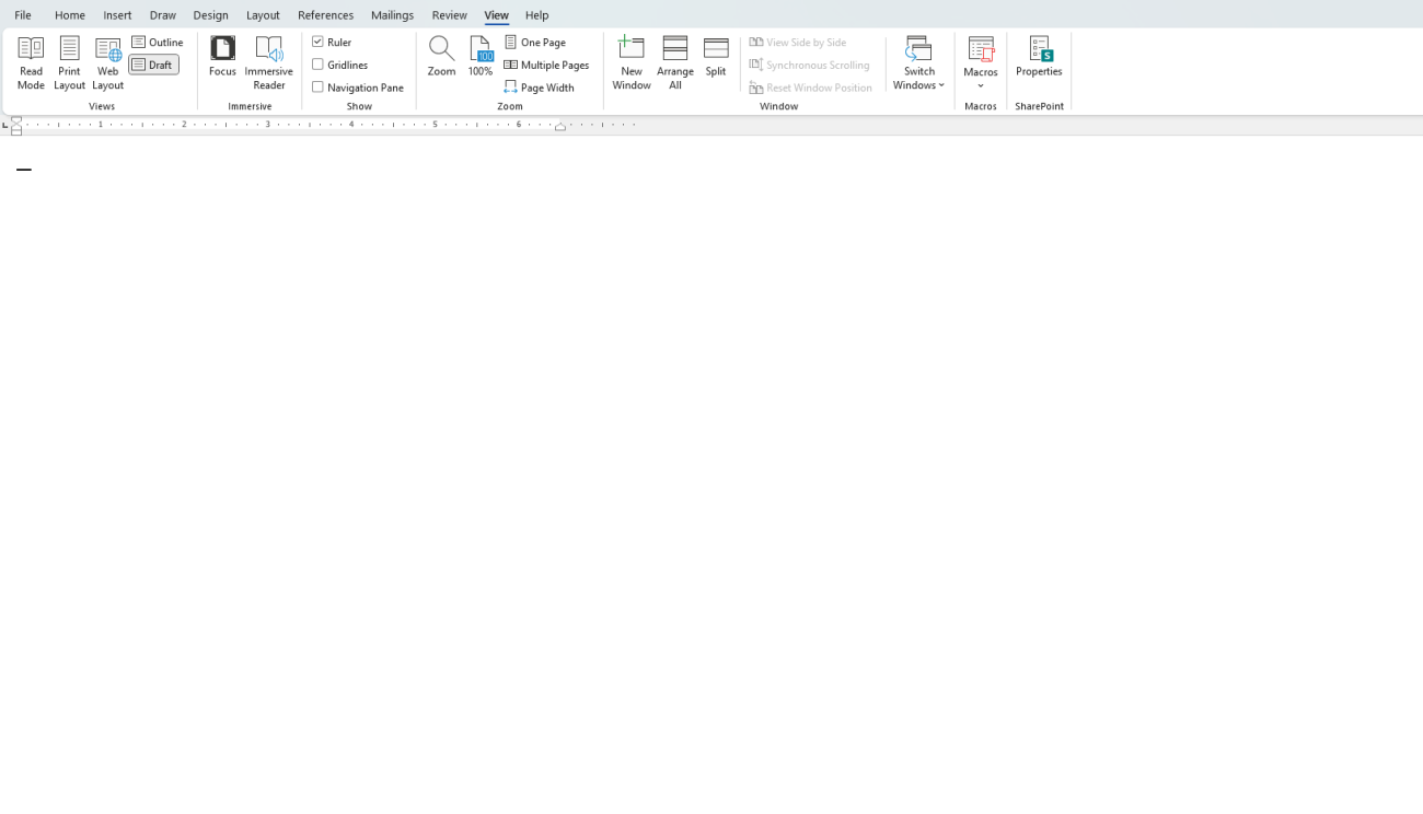 Draft View in Word