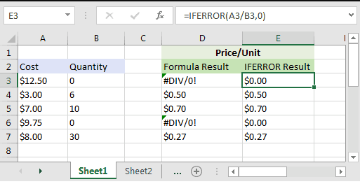 Excel Formula Errors