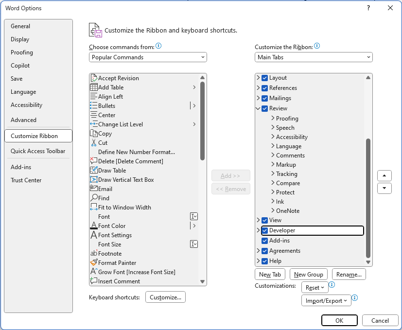 Fillable Forms in Word