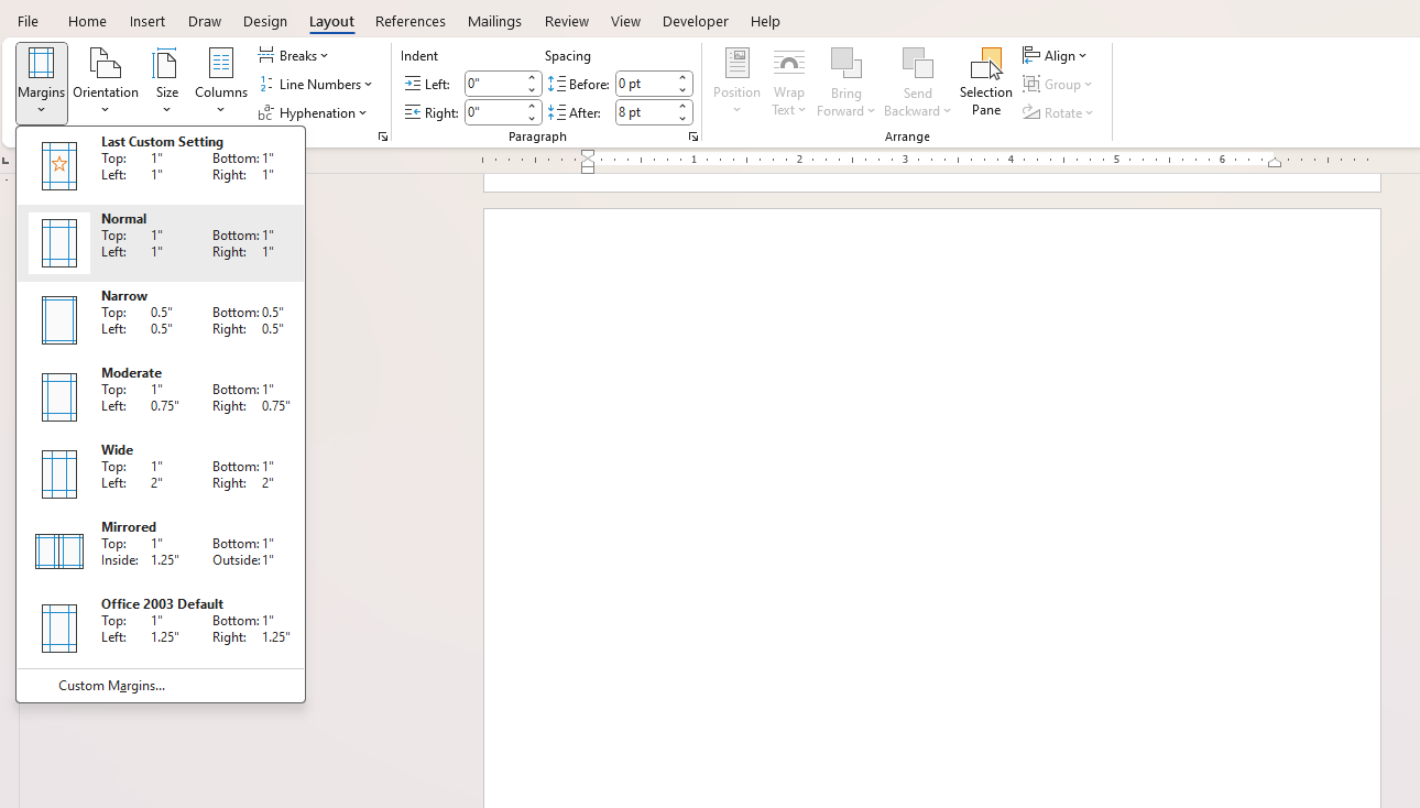 Formatting in Word