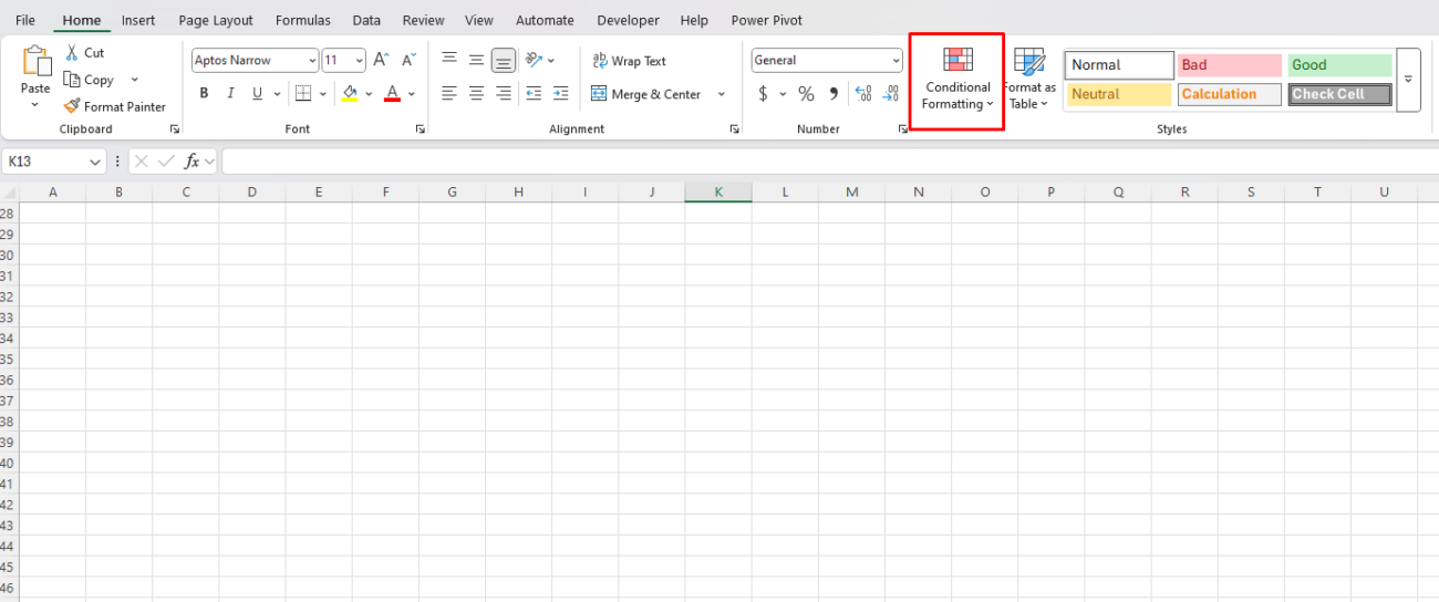 Conditional Formatting