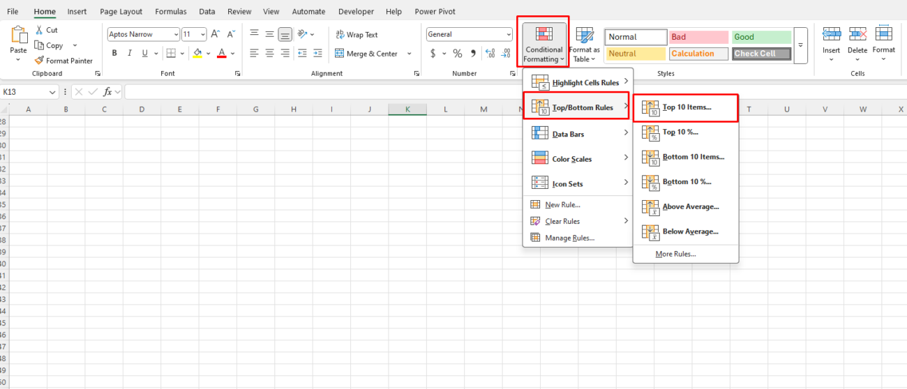 Conditional Formatting