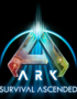 Logo for ARK: Survival Ascended featuring a metallic triangular emblem and glowing blue light, with the game title beneath.
