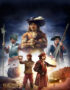Promotional poster for Europa Universalis IV with a central man in a wide-brim hat, flanked by armed soldiers and sailors, ships in a smoky harbor behind them.
