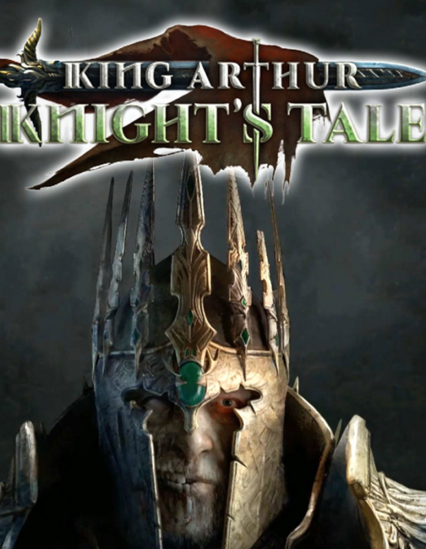 Game cover for King Arthur: Knight’s Tale showing a silver armored king with a crown and dark background.