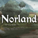 The game or title screen displaying the word 'Norland' over a blurred rural landscape with trees and hills.