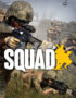 Video game cover for Squad: a squad of soldiers in camouflage gear aiming rifles in a battlefield, with the title 'SQUAD' in white text and a yellow silhouette.