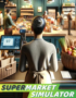 Back view of a shopper at a supermarket checkout in a store simulator, with a scale showing 97 and baskets of groceries nearby.