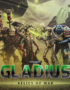 Warhammer 40,000: Gladius – Relics of War game cover showing humans, Necron warrior, and Space Marine in a smoky battle scene with a glowing green blade nearby.